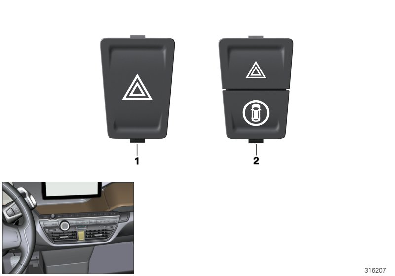 BMW 61319354187 Switch,Hazard Warning/Intelligent Safety
