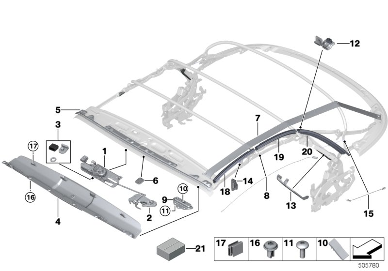 BMW 54347421659 SET, SUPPORT RAIL, FRONT