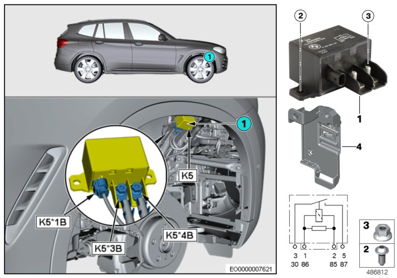 BMW 61136842404 Holder, Relay, Electric Fan, Engine