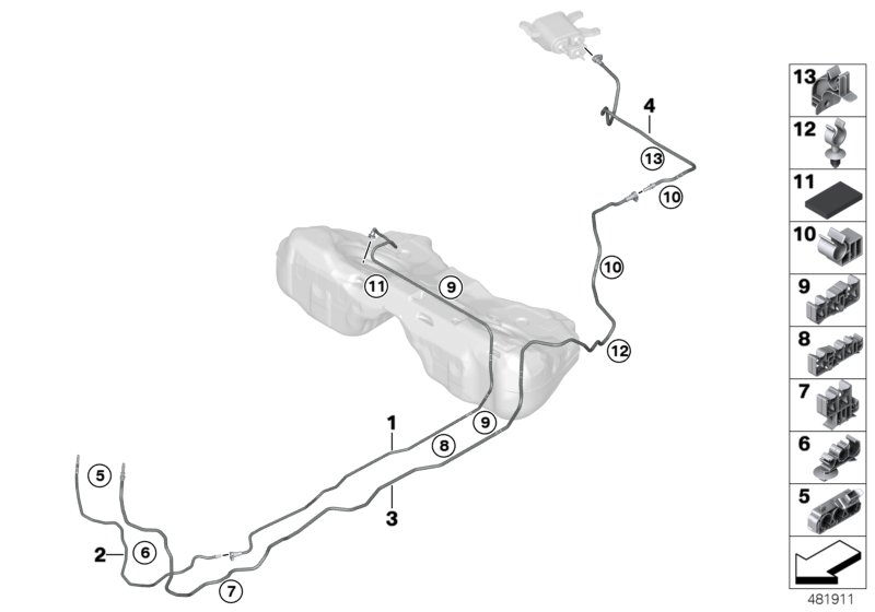 BMW 16127354382 SCAVENGING LINE REAR