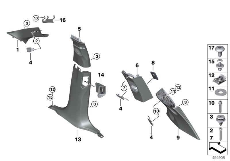 BMW 51439493079 B-PILLAR TRIM PANEL, ALCANTA