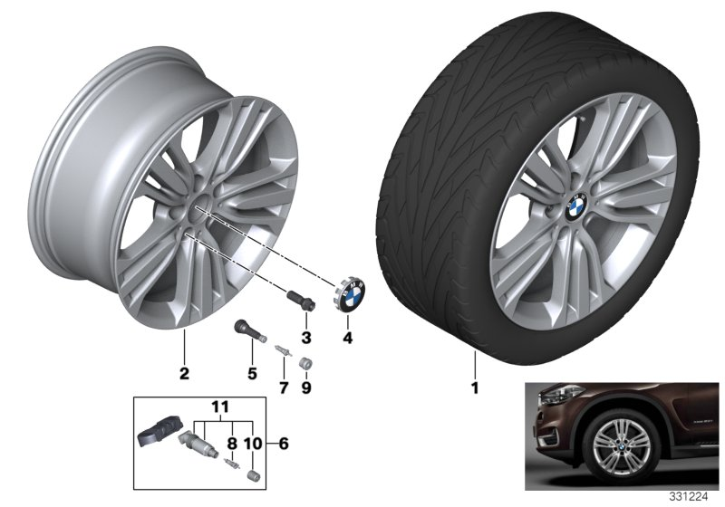 BMW 36116853958 Light Alloy Disc Wheel Reflexsilber