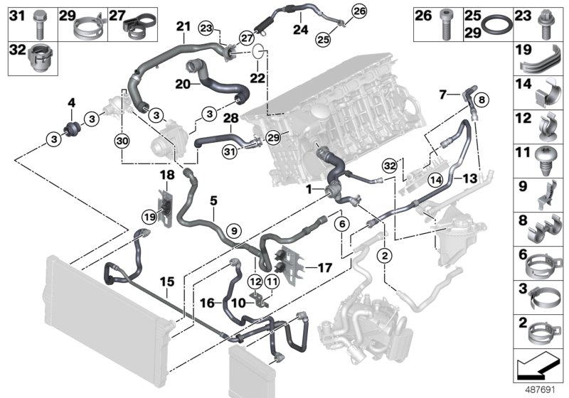 BMW 17128605499 Coolant Line