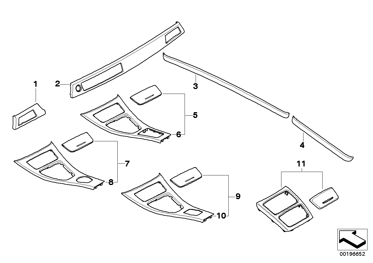 BMW 51167975240 Decorating Panel For Centre Console