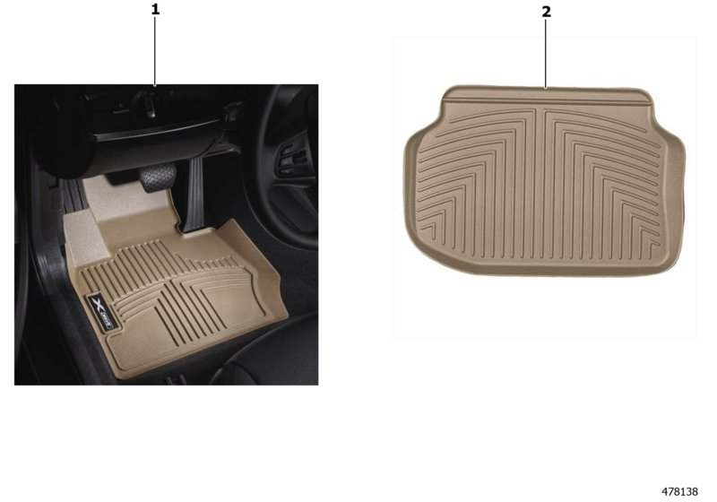 BMW 82112221570 All Weather Floor Liners, 3Rd Row- Black