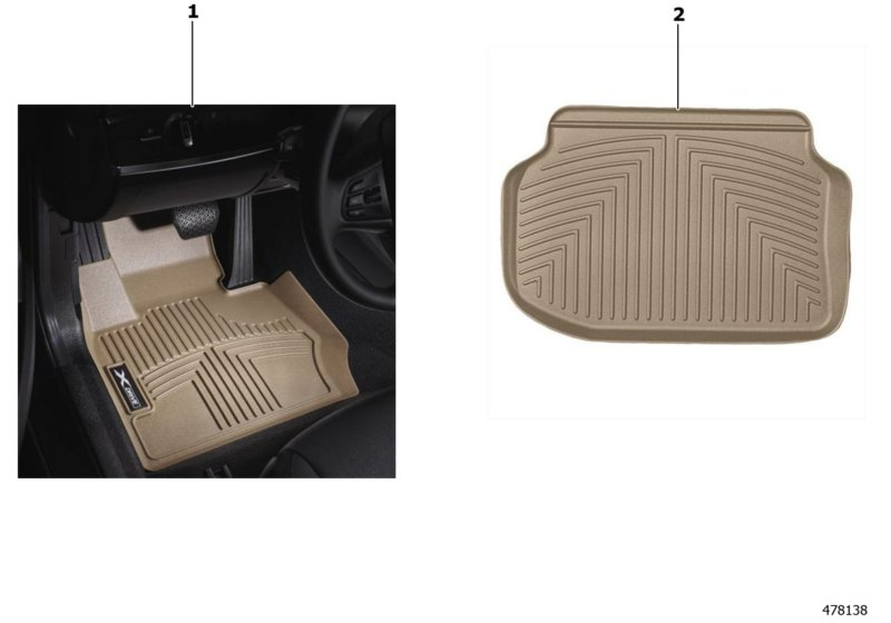 BMW 82112286151 All Weather Floor Liner-Front, Beige