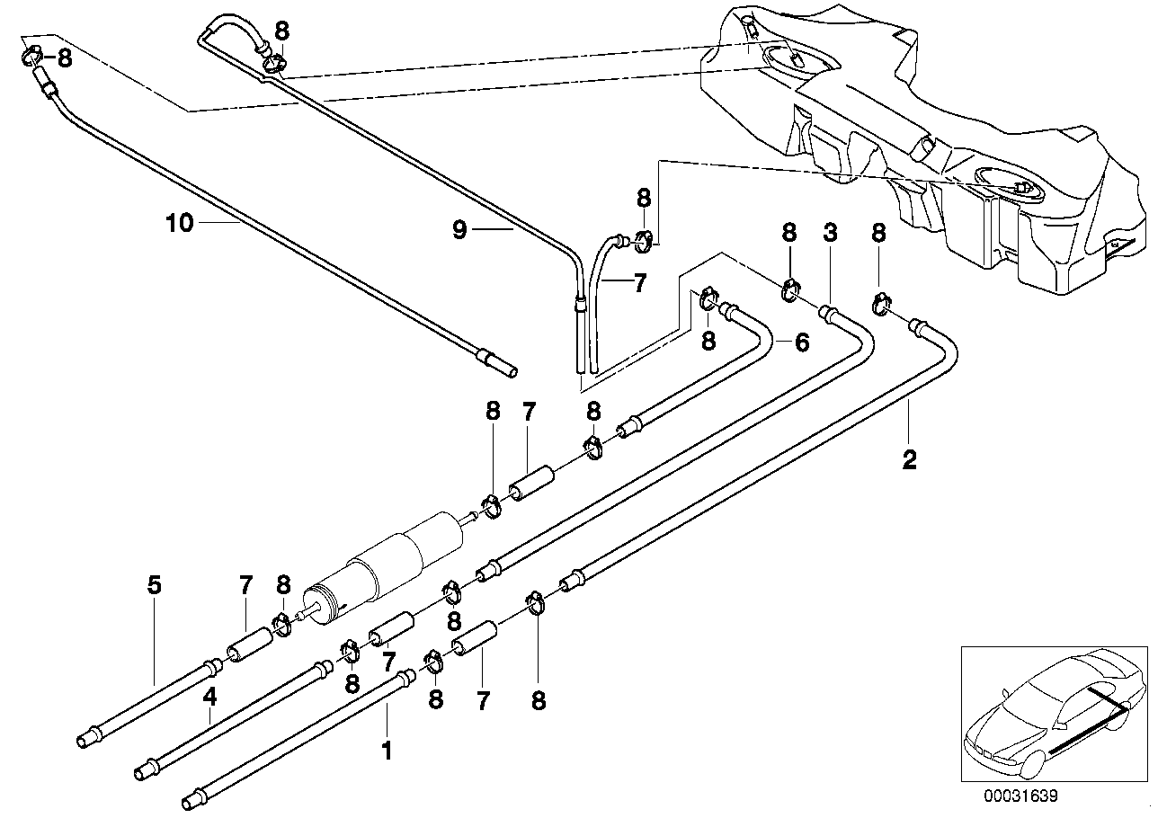 BMW 16121183276 Fuel Pipe, Rear