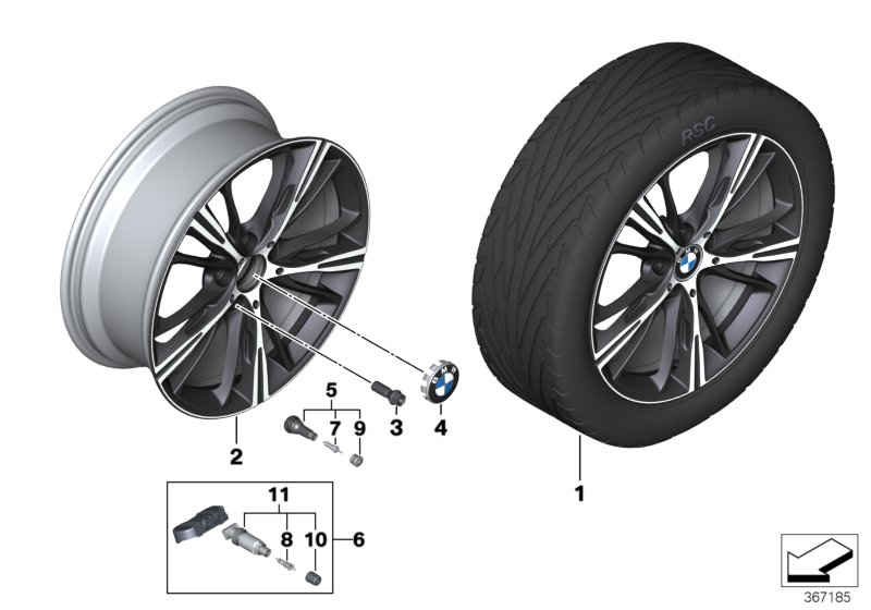 BMW 36116872158 Disc Wheel, Light Alloy, Bright-Turned