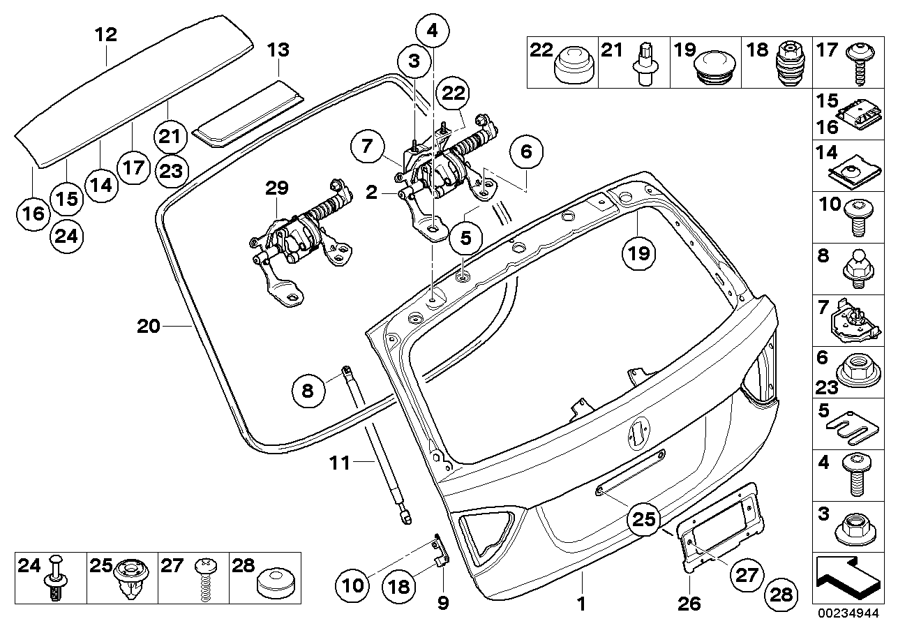 BMW 41627054049 Left Trunk Lid Hinge