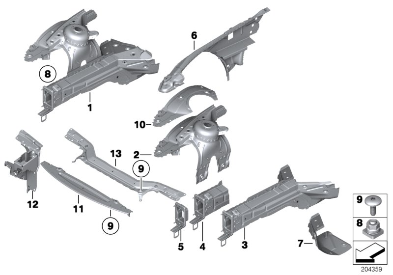 BMW 41102163308 Carrier.Suspension. W/ Vin, Wheel Arch Front. Right