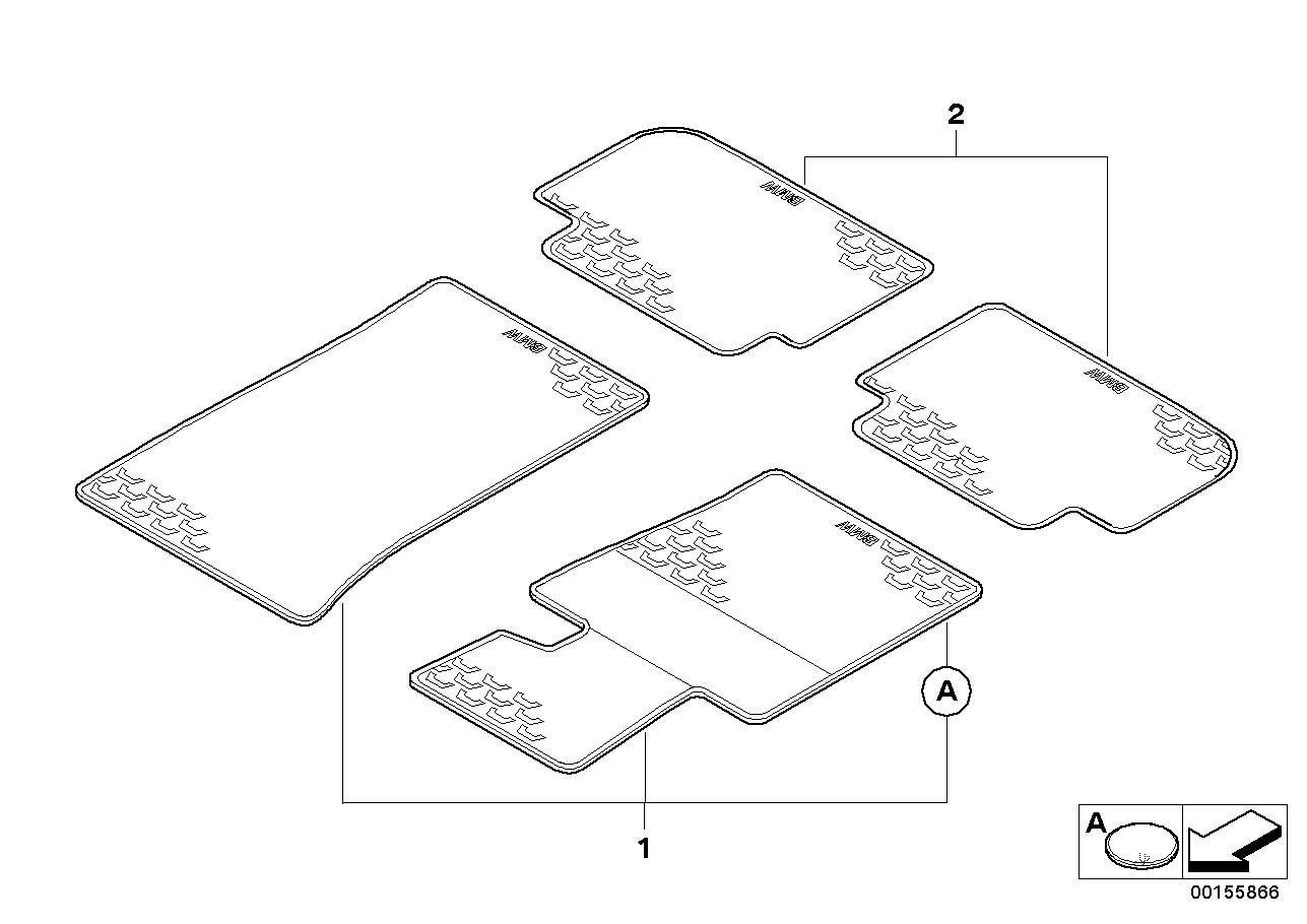 BMW 51470427560 Kit Floor Mats Rubber Rear