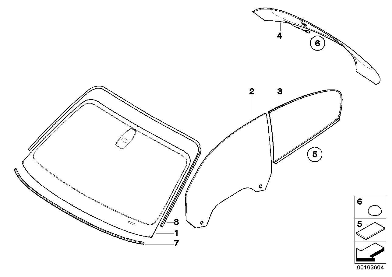 BMW 51317185976 Green Windscrn,Gr.Shade Band+Rain Sensor