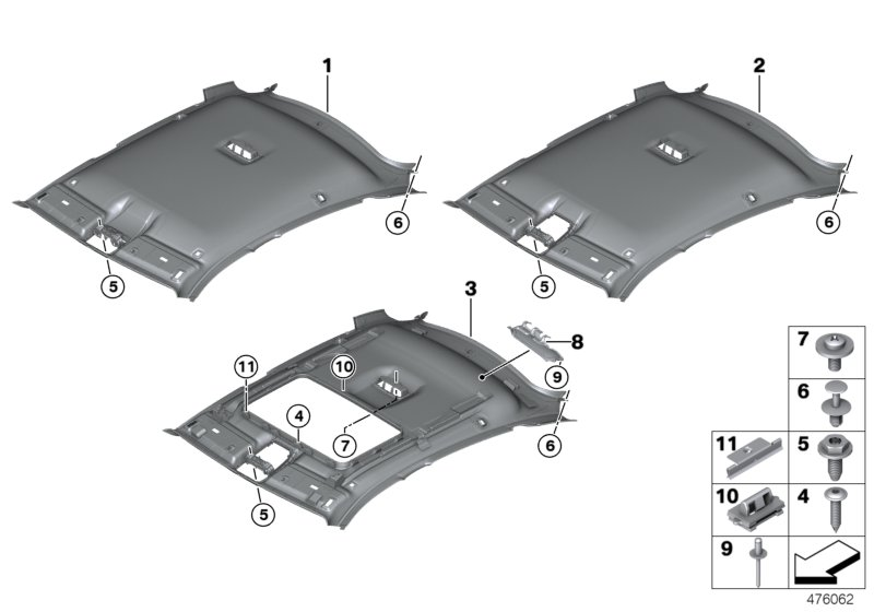 BMW 51447369096 Headlining, Lift-Up & Slide-Back Sunroof