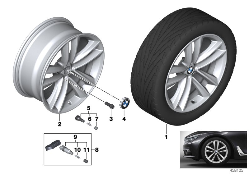 BMW 36116867337 Light Alloy Disc Wheel Reflexsilber