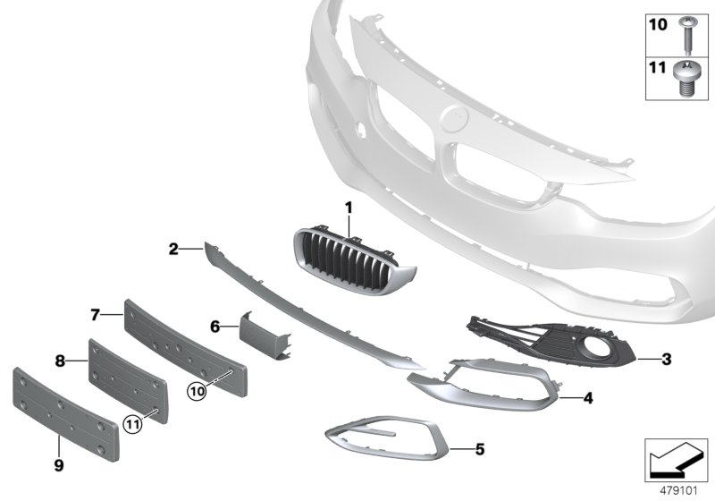 BMW 51139491771 GRILLE, FRONT, LEFT