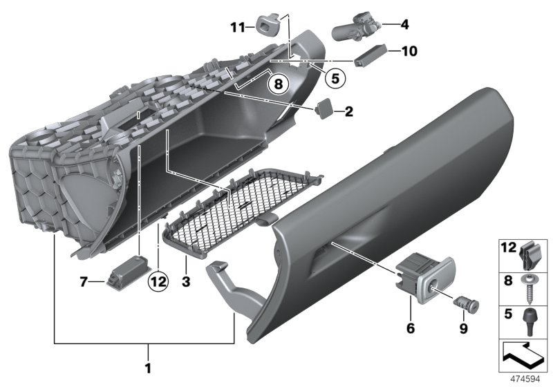 BMW 51168057544 Glove Box, Leather