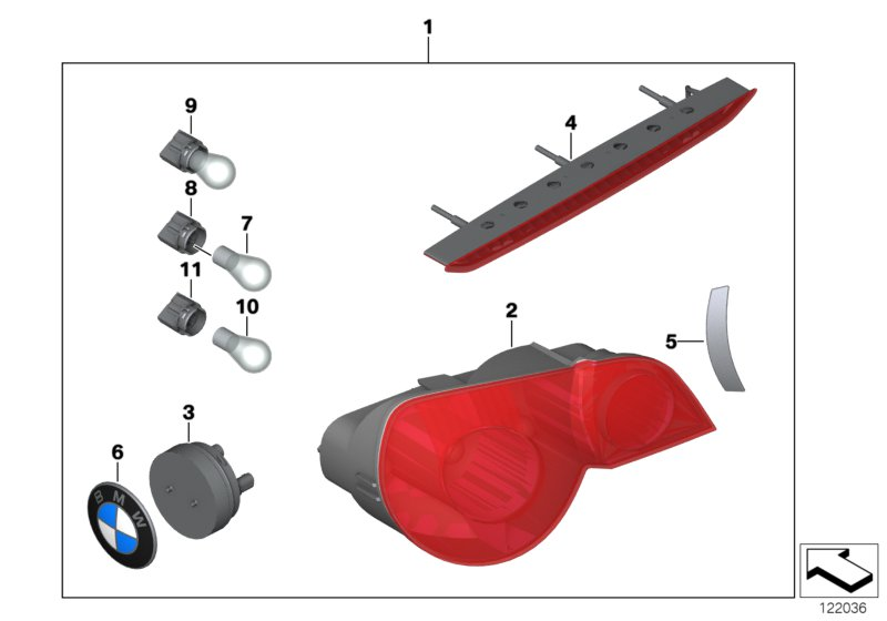 BMW 63210151626 Retrofit Kit,Rear Light, White