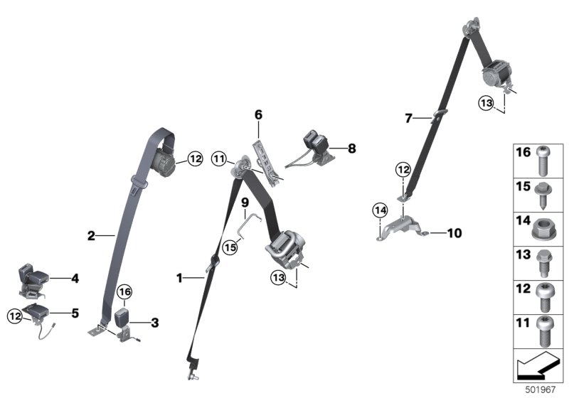 BMW 72117489379 BELT HEIGHT ADJUSTMENT