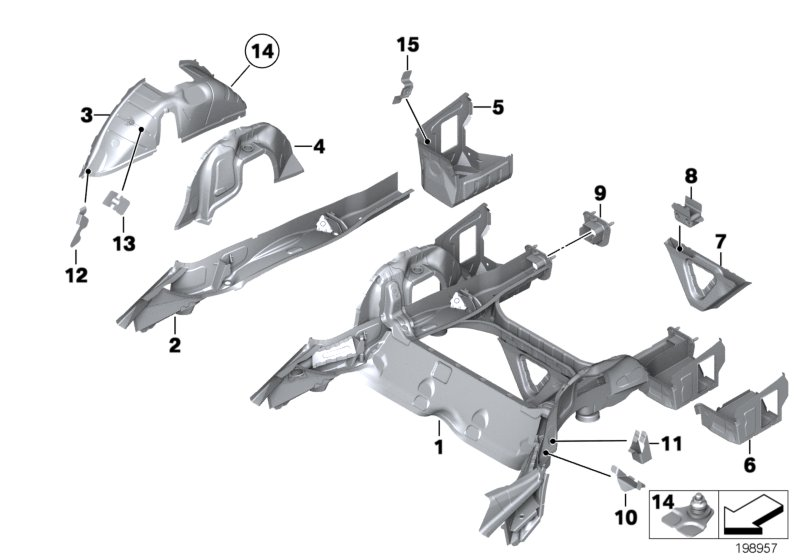 BMW 41007457394 Support, Wheelhouse Right