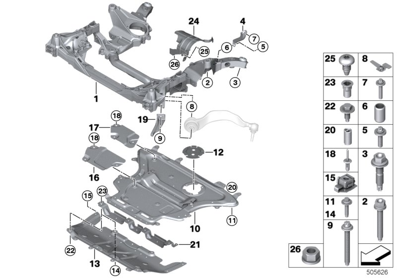 BMW 31106884426 Stiffening Plate Without Cross-Member