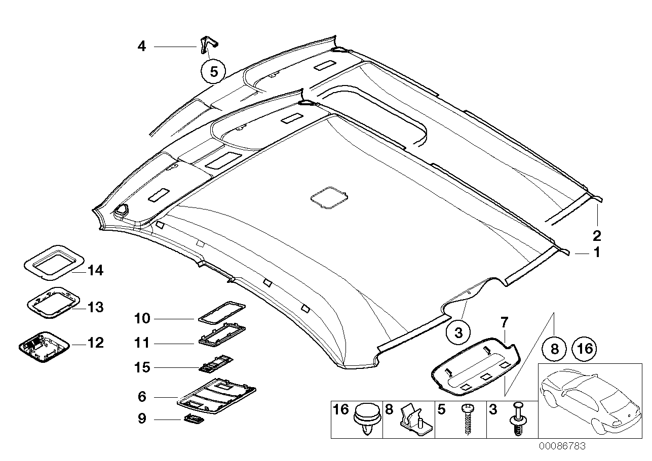 BMW 51442699106 Headliner Sunroof