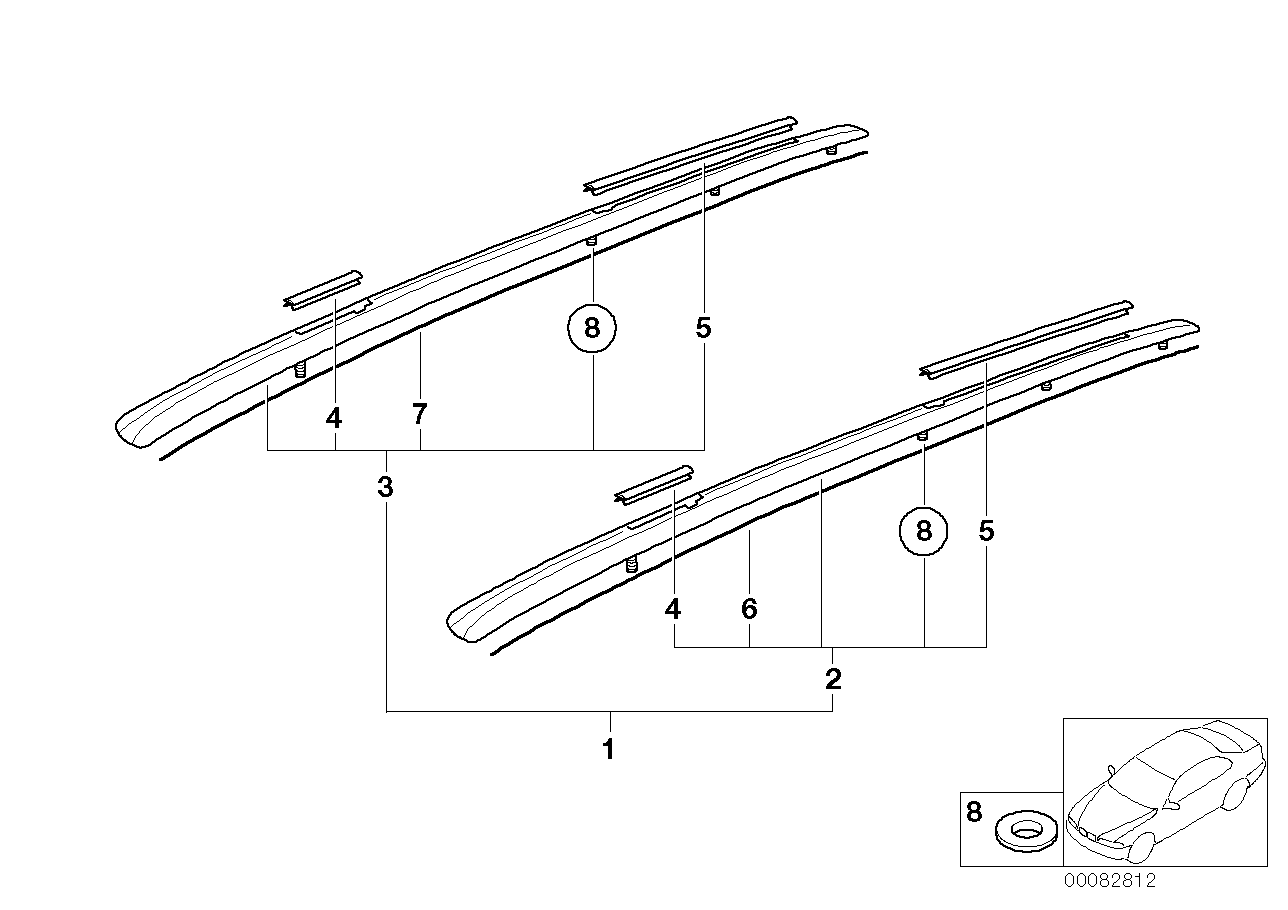 BMW 82129401646 Retrofit Kit, Roof Railing