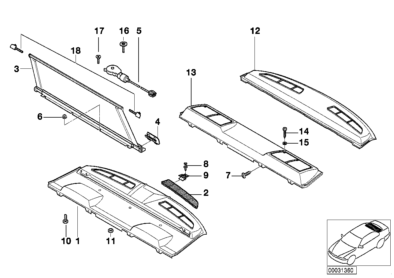 BMW 51468174298 Rear Window Shelf, Roller Sun Blind