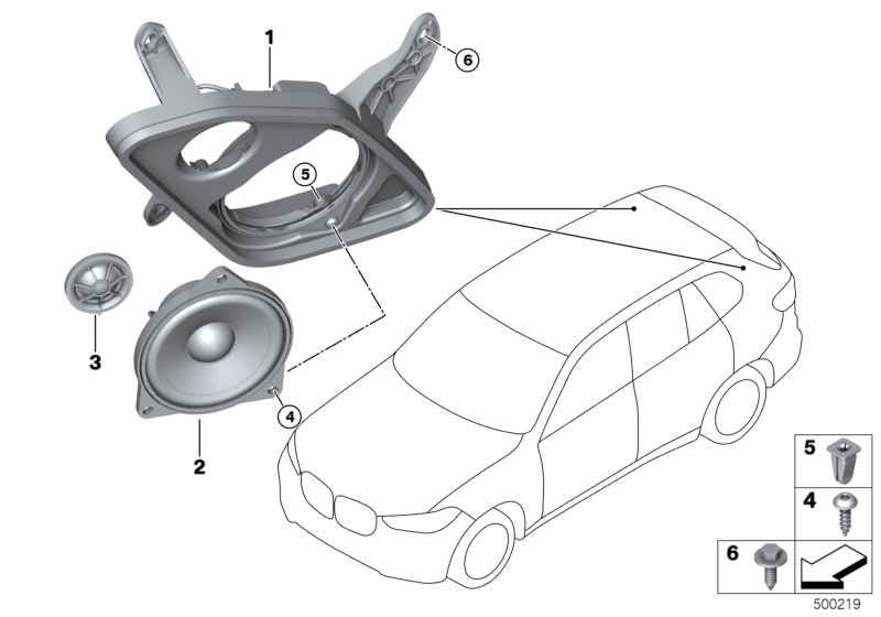 BMW 65137952130 SPEAKER MOUNT, D-PILLAR, RIG