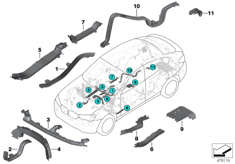 BMW 61139177171 Cable Channel For Entrance Rear Right