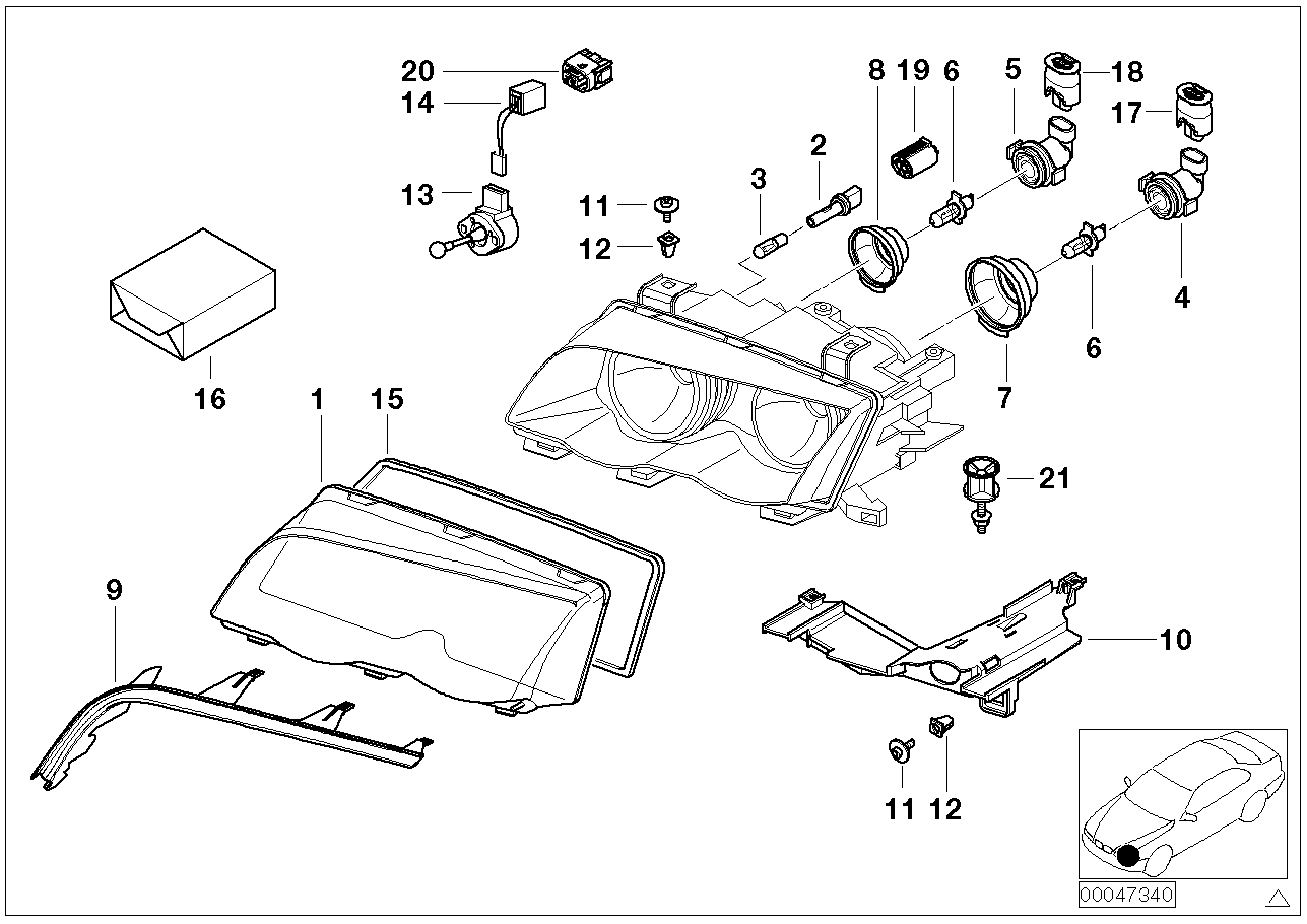 BMW 63126929566 Right Cover Glass