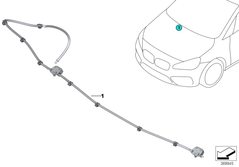 BMW 61662708097 Nozzle Chain, Windscreen Washer System