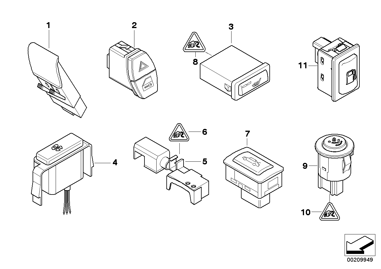 BMW 61316949309 Switch, Glovebox Unlocking