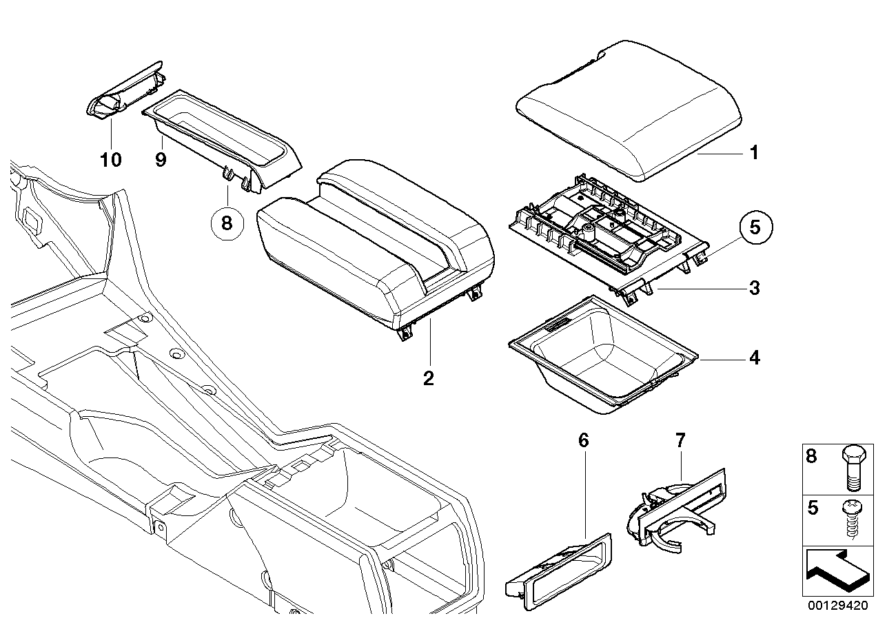 BMW 51168213872 Centre Arm Rest For Telephone