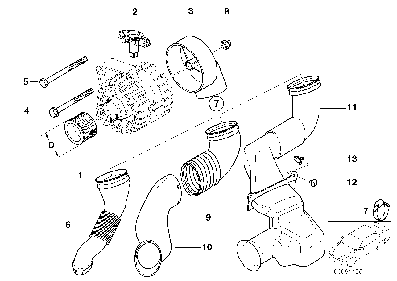 BMW 12311432464 Air Channel Lower