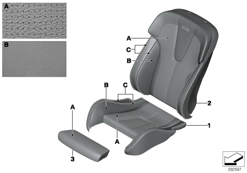 BMW 52107982540 Cover, Seat, M Multifunct. Seat, Right