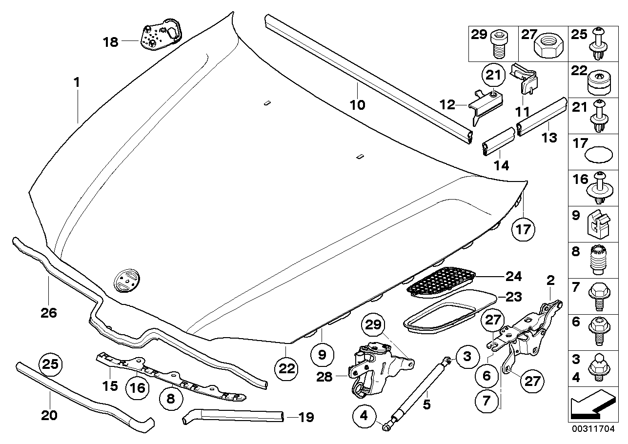 BMW 51767182059 Left Engine Hood Sealing