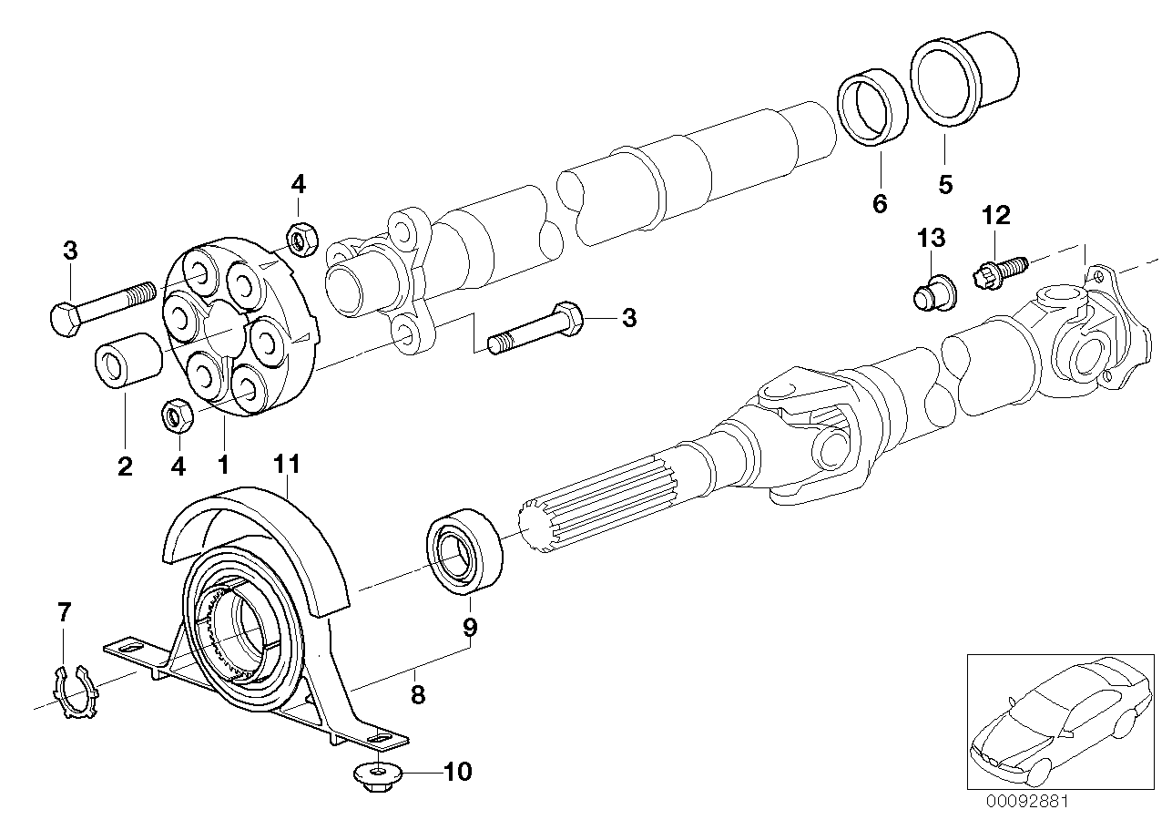 BMW 26121229317 Centre Mount, Rear