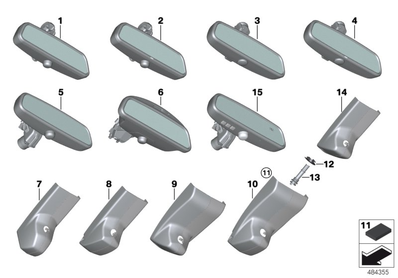 BMW 51169275007 Set Of Covers Mirror Baseplate