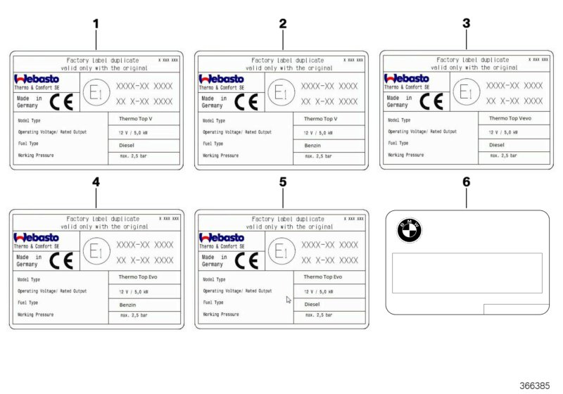 BMW 71239356086 DUPLICATE LABEL FOR GASOLINE