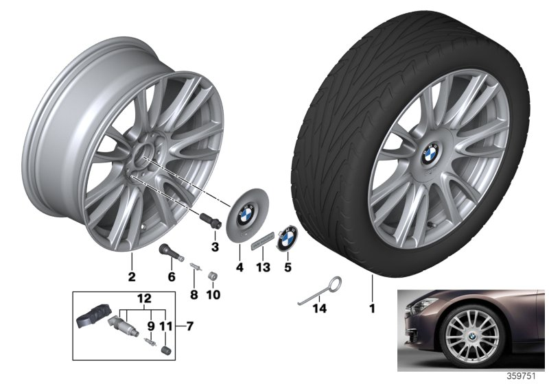 BMW 36117845866 Disc Wheel, Light Alloy, Bright-Turned