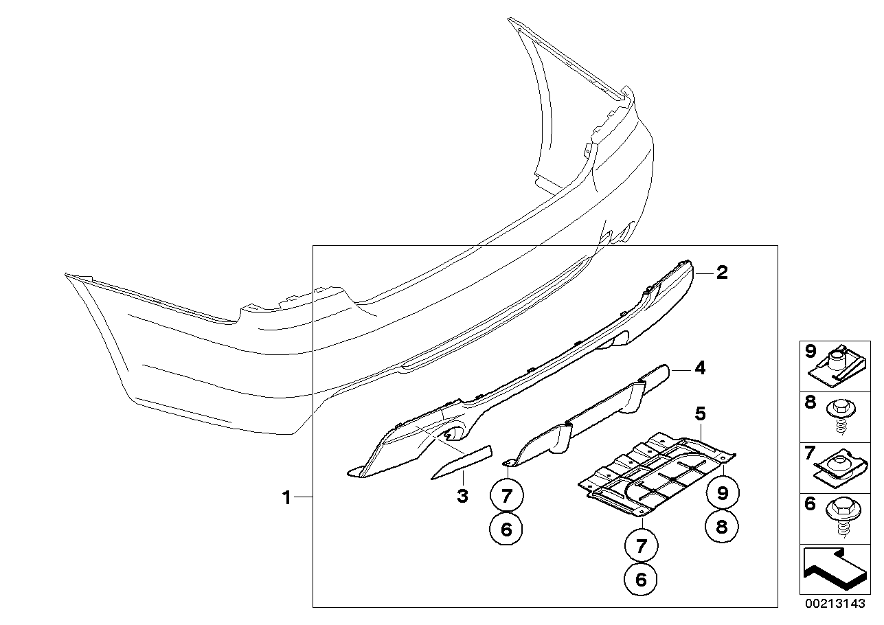 BMW 51122179544 Guide, Sport Diffuser, Middle Bottom