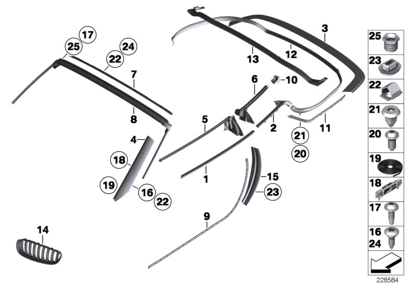 BMW 51377046125 Outer Weatherstrip, Left