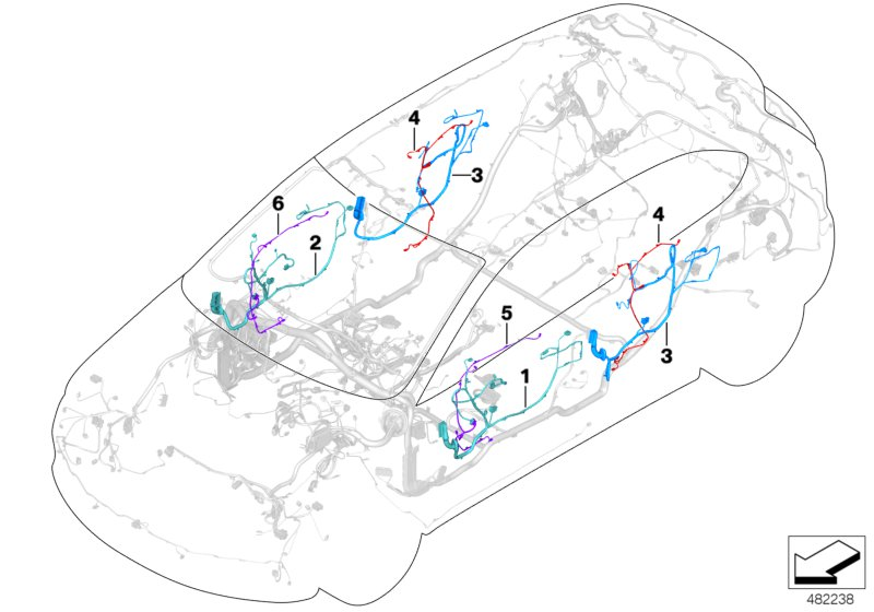 BMW 61129384585 Door Wiring Harness, Rear