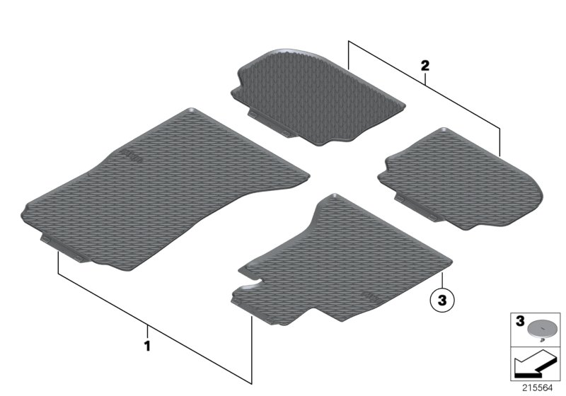BMW 51472153726 All-Weather Floor Mat, Front