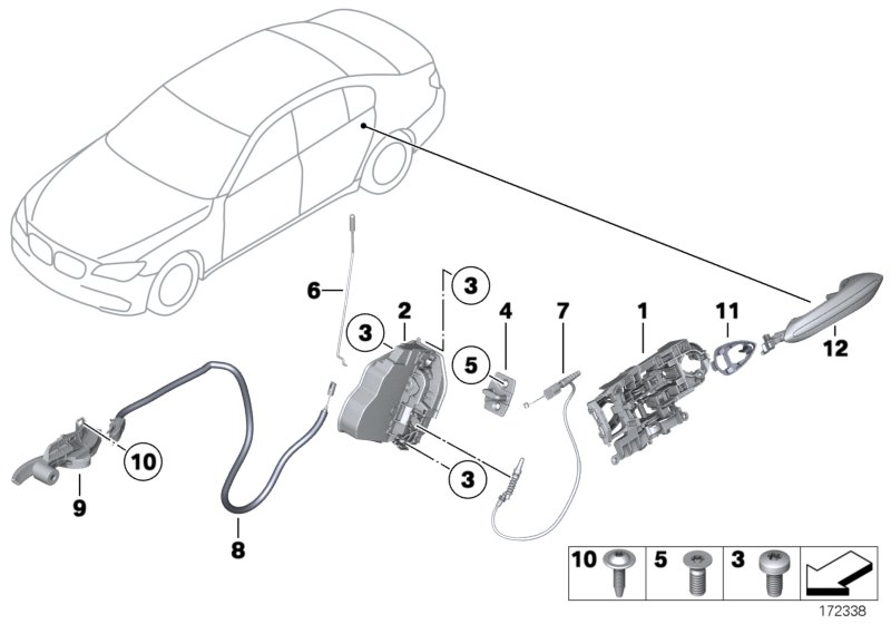 BMW 51227175745 Bowden Cable, Outside Door Handle, Rear