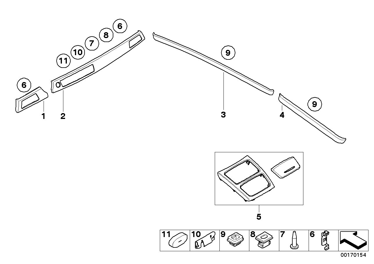 BMW 51428036704 Decorative Strip, Door Rear Right