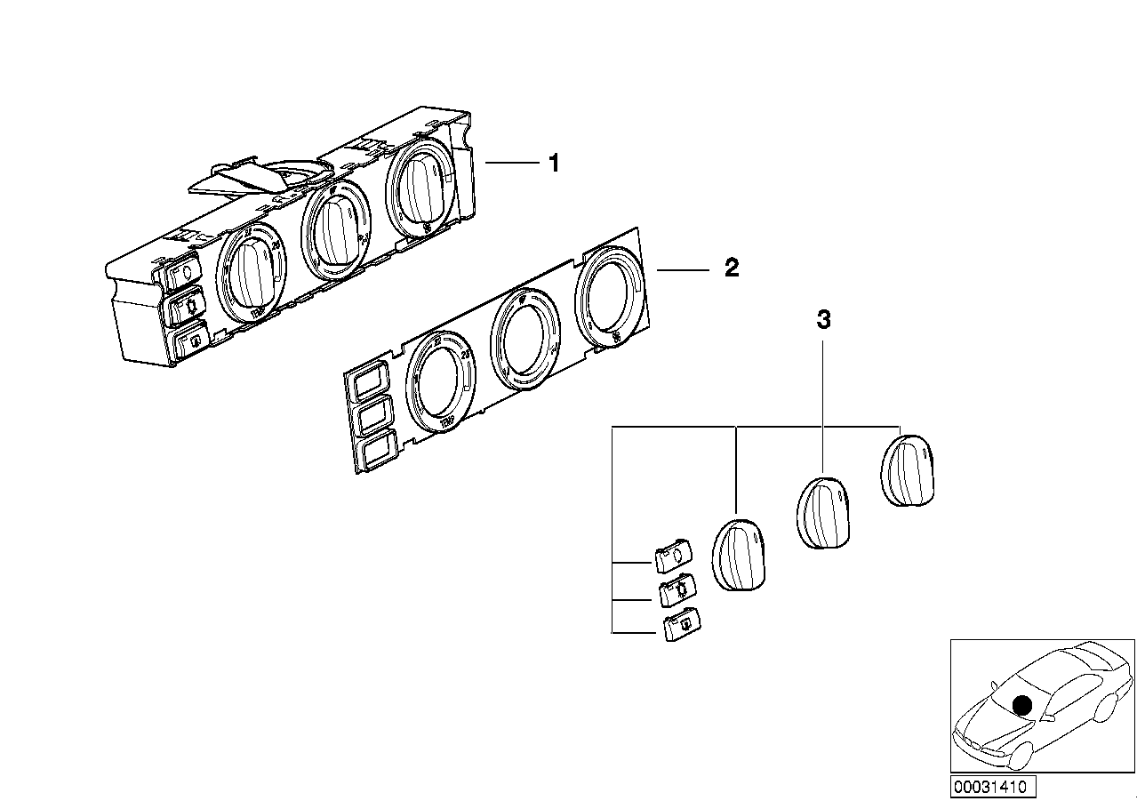 BMW 64118379934 Front Plate Of Controls Air Conditioner