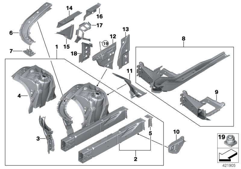 BMW 41002412340 Carrier.Suspension. W/ Vin, Wheel Arch Front. Right