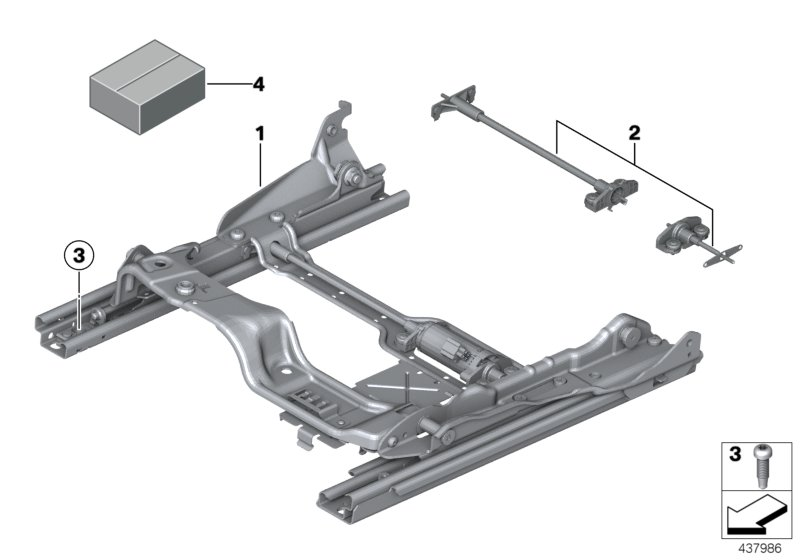 BMW 52107309662 Seat Rail Right