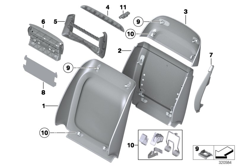 BMW 52107849592 Rear Panel, Sports Seat